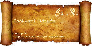 Csákvári Mátyás névjegykártya