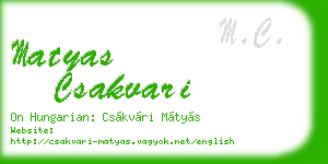matyas csakvari business card
