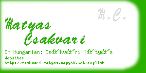 matyas csakvari business card